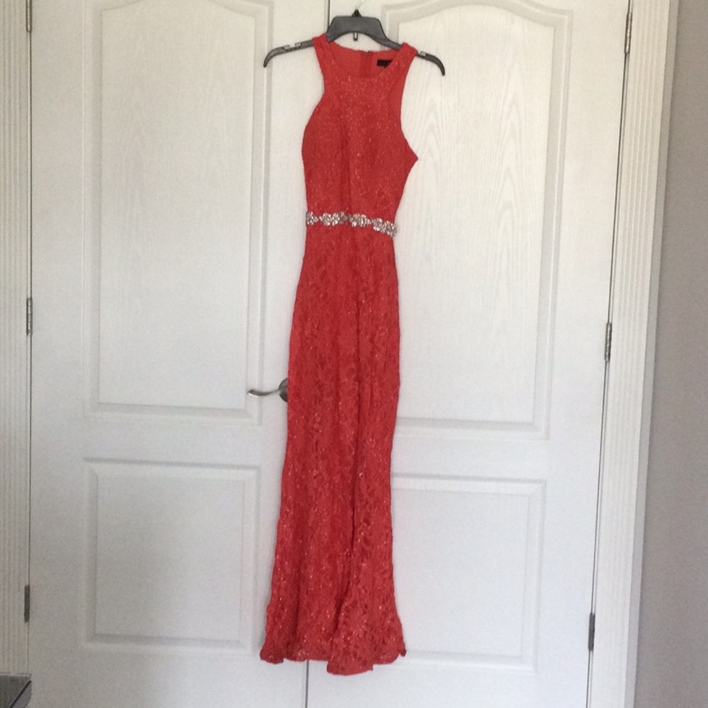City Studio Coral Sheath Halter Maxi Dress